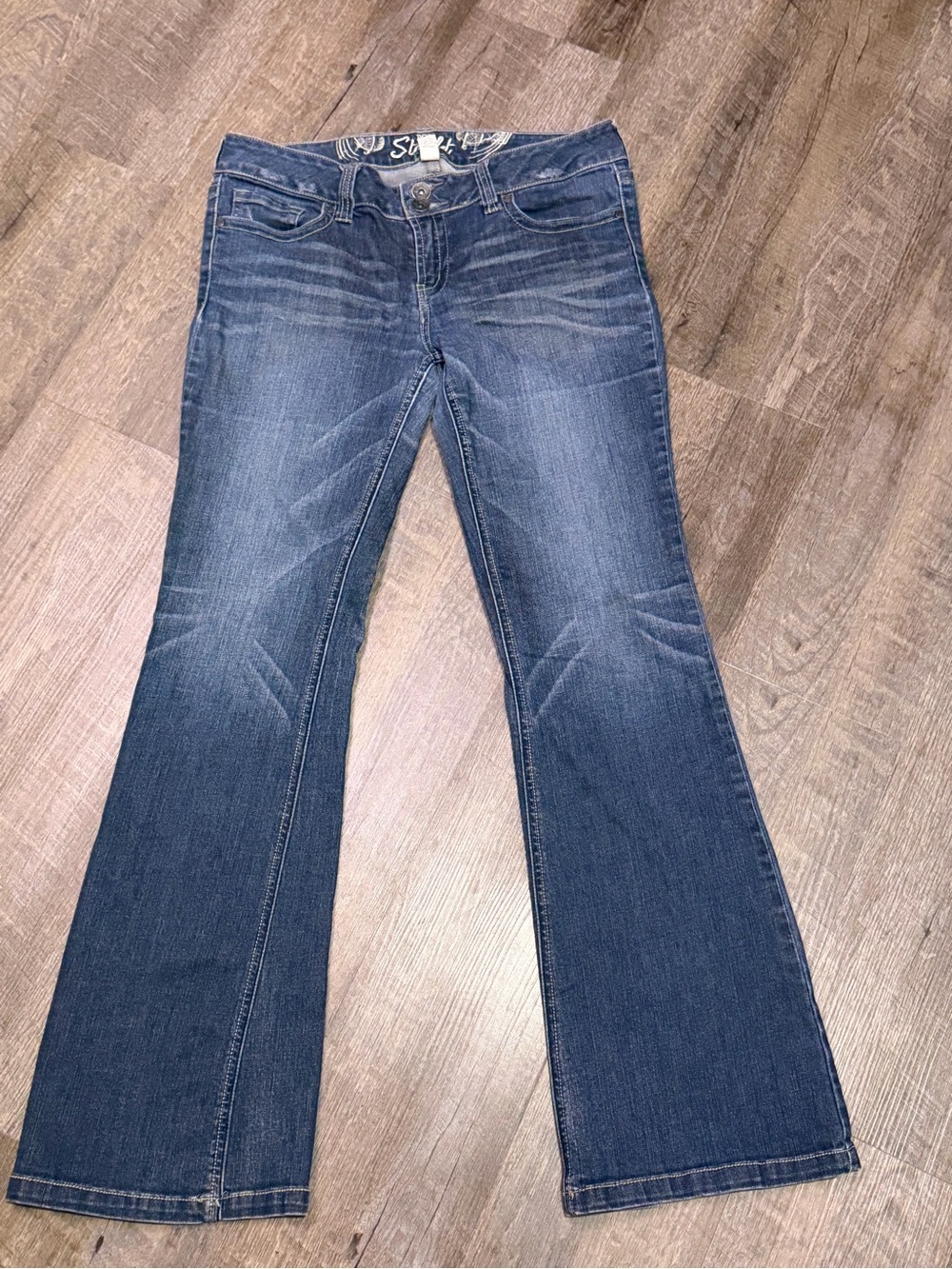 refuge Mid-Rise Dark Blue Flare Jeans